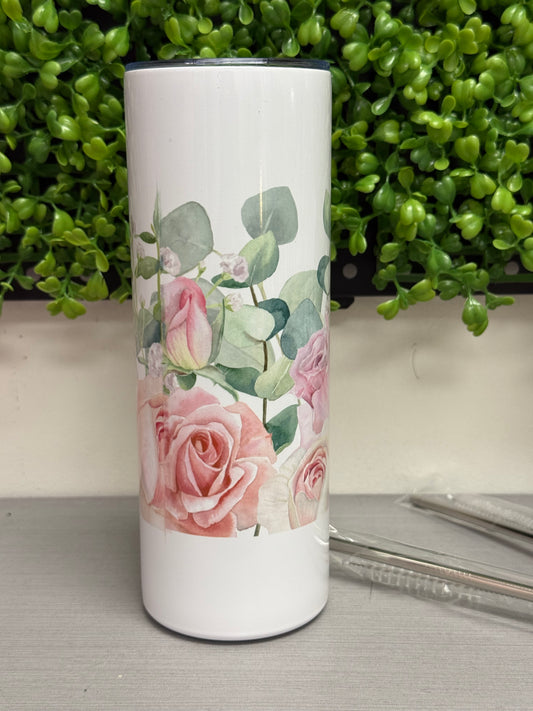 Pink Rose  metal Tumbler 20 oz.
