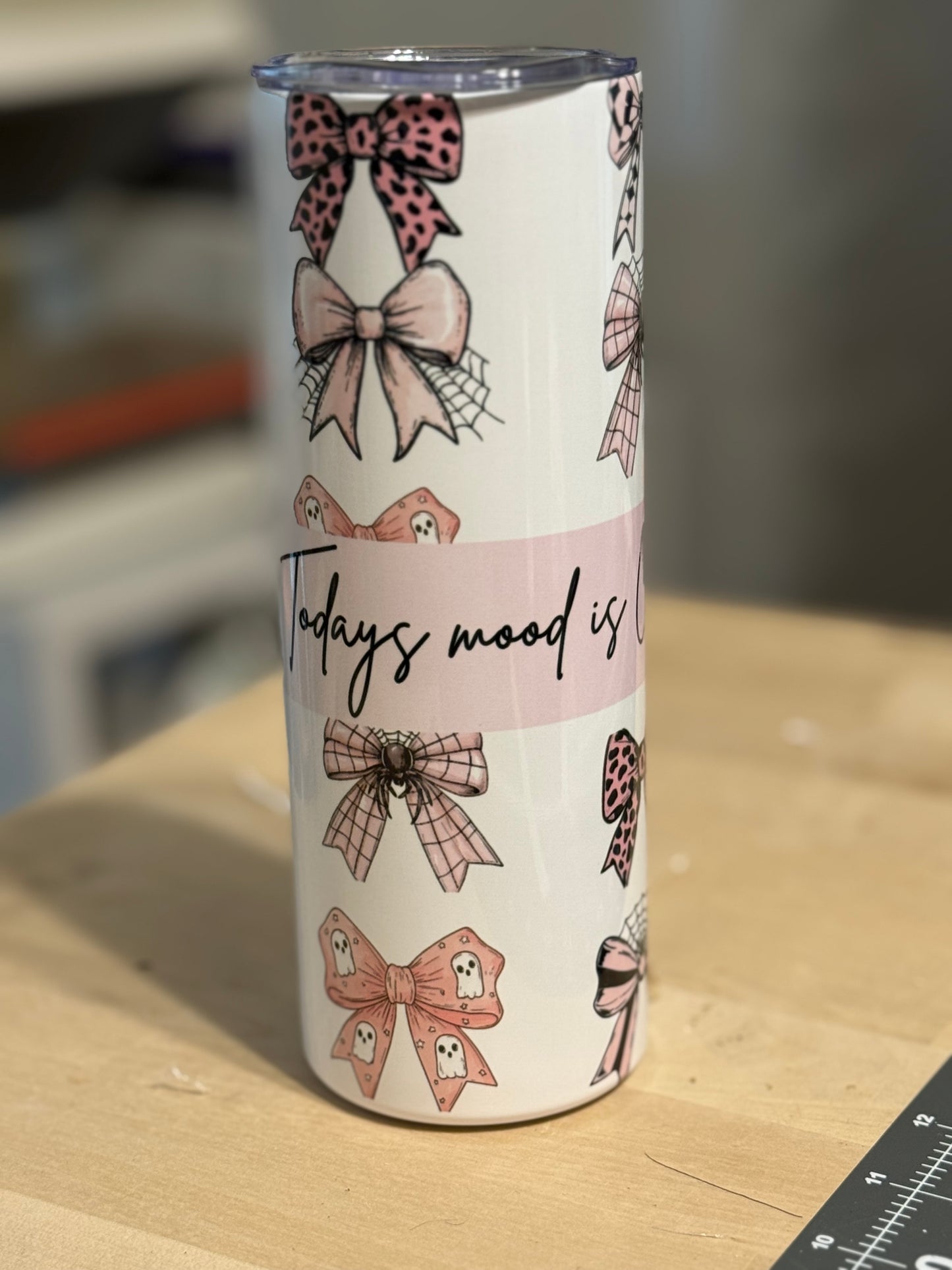 20 oz. Pink Bow Tumbler Todays Mood is Coffee pink fall Tumbler