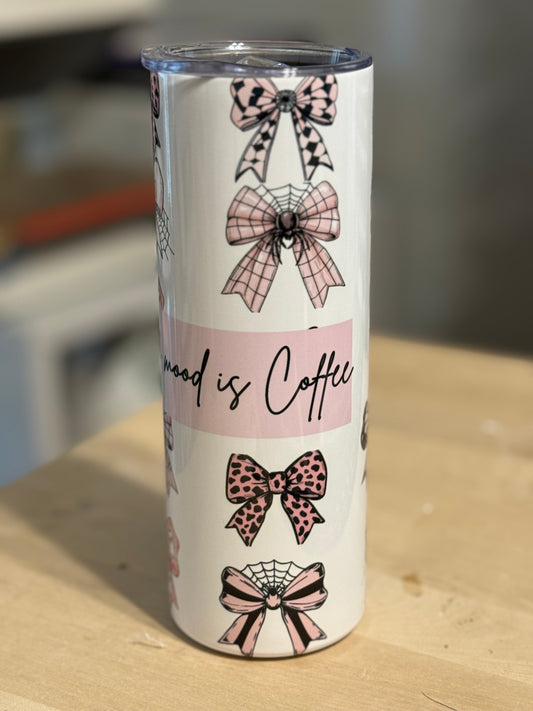 20 oz. Pink Bow Tumbler Todays Mood is Coffee pink fall Tumbler