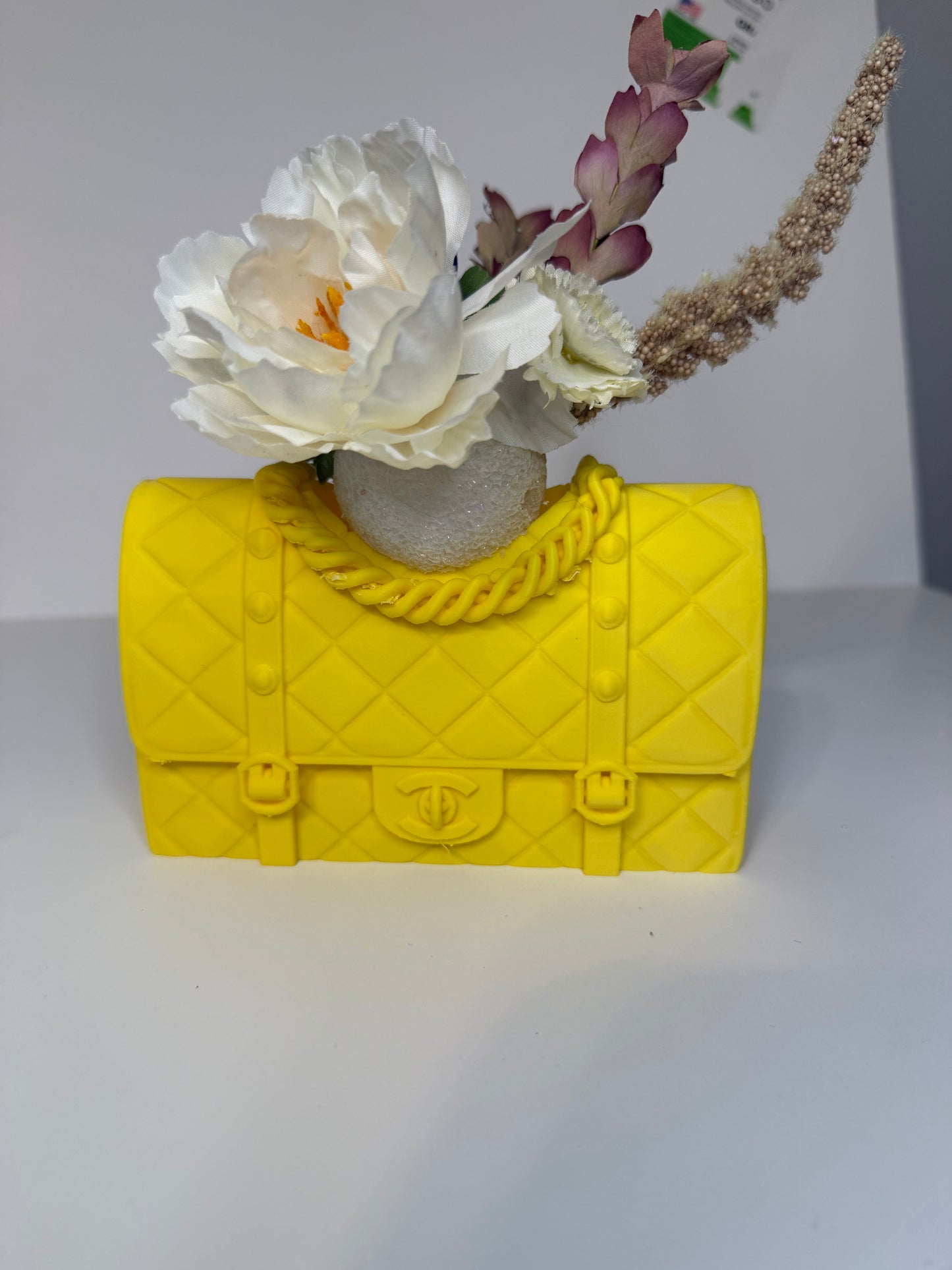 Yellow planter/makeup brush holder