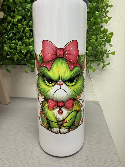 Baby Grinch Kitten Christmas tumbler