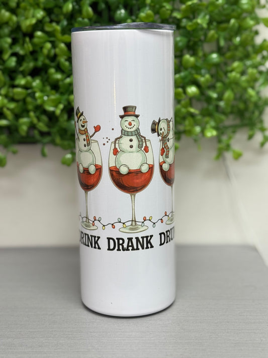 Drink, Drank, Drunk snowman 20 oz. tumbler