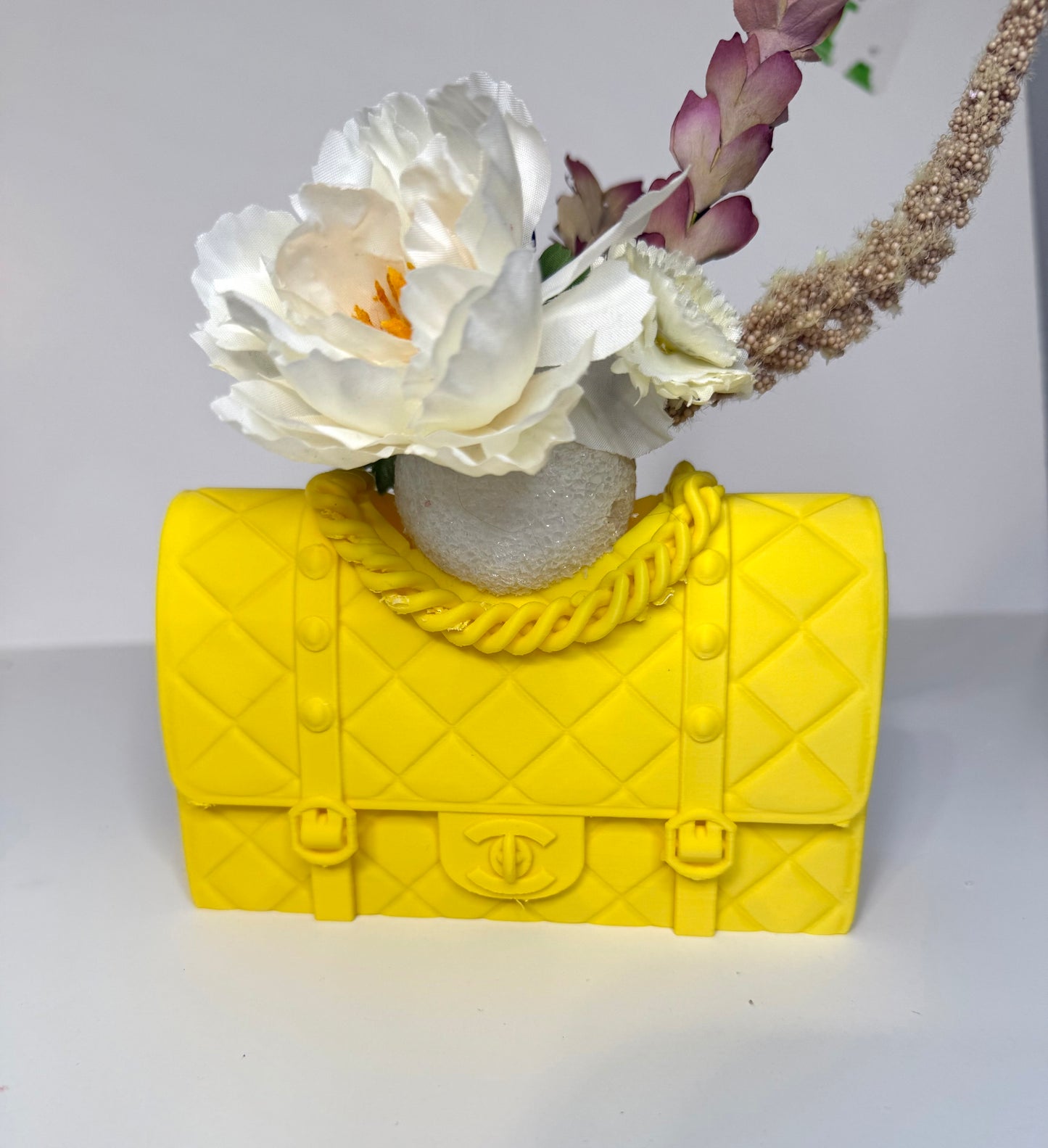 Yellow planter/makeup brush holder