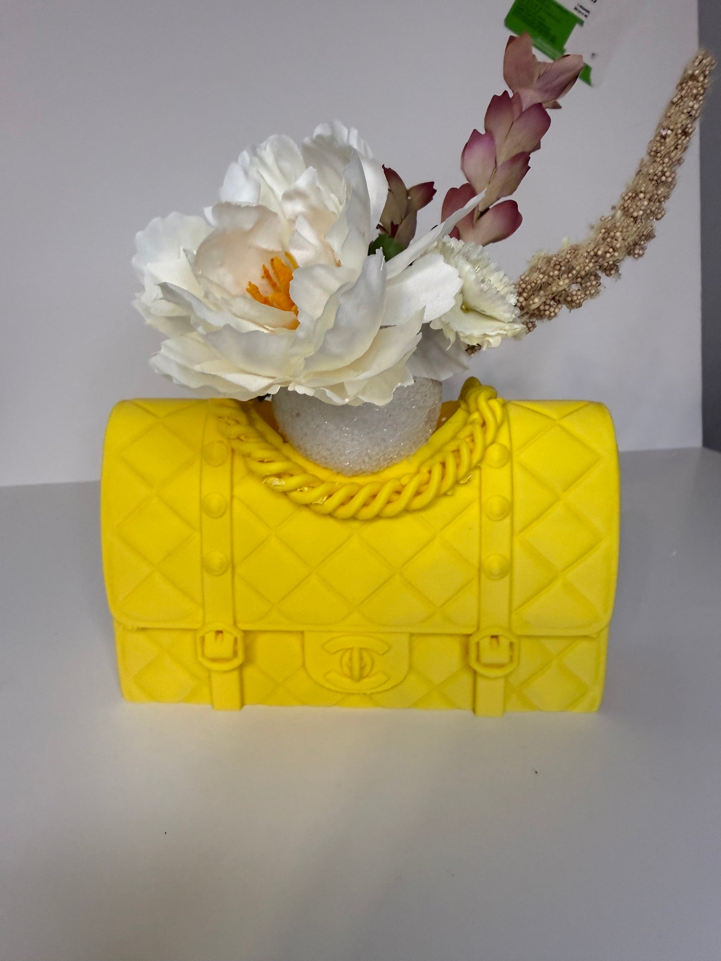 Yellow planter/makeup brush holder