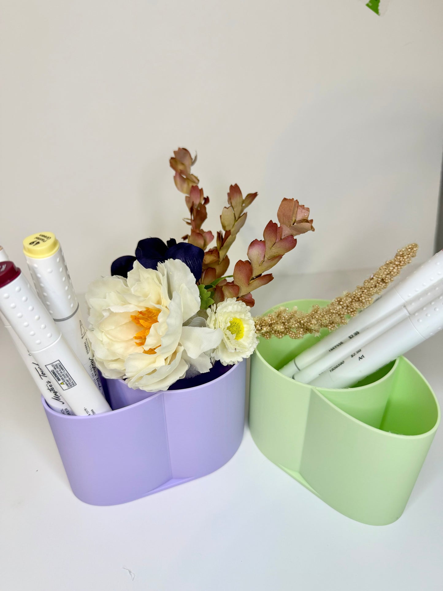 lavander and green Planter/Marker/ makekup brush holder set of 2