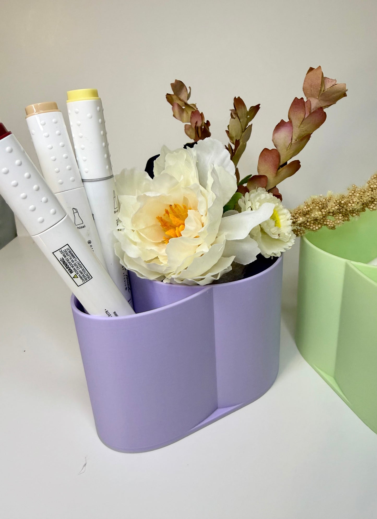 lavander and green Planter/Marker/ makekup brush holder set of 2